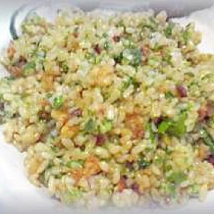 薄揚げとにんにく醤油漬けとわさび菜de玄米炒飯 レシピ 作り方 By にゃう1094 楽天レシピ 薄揚げとにんにく醤油漬けとわさび菜de玄米炒飯 レシピ 作り方 By にゃう1094 楽天レシピ